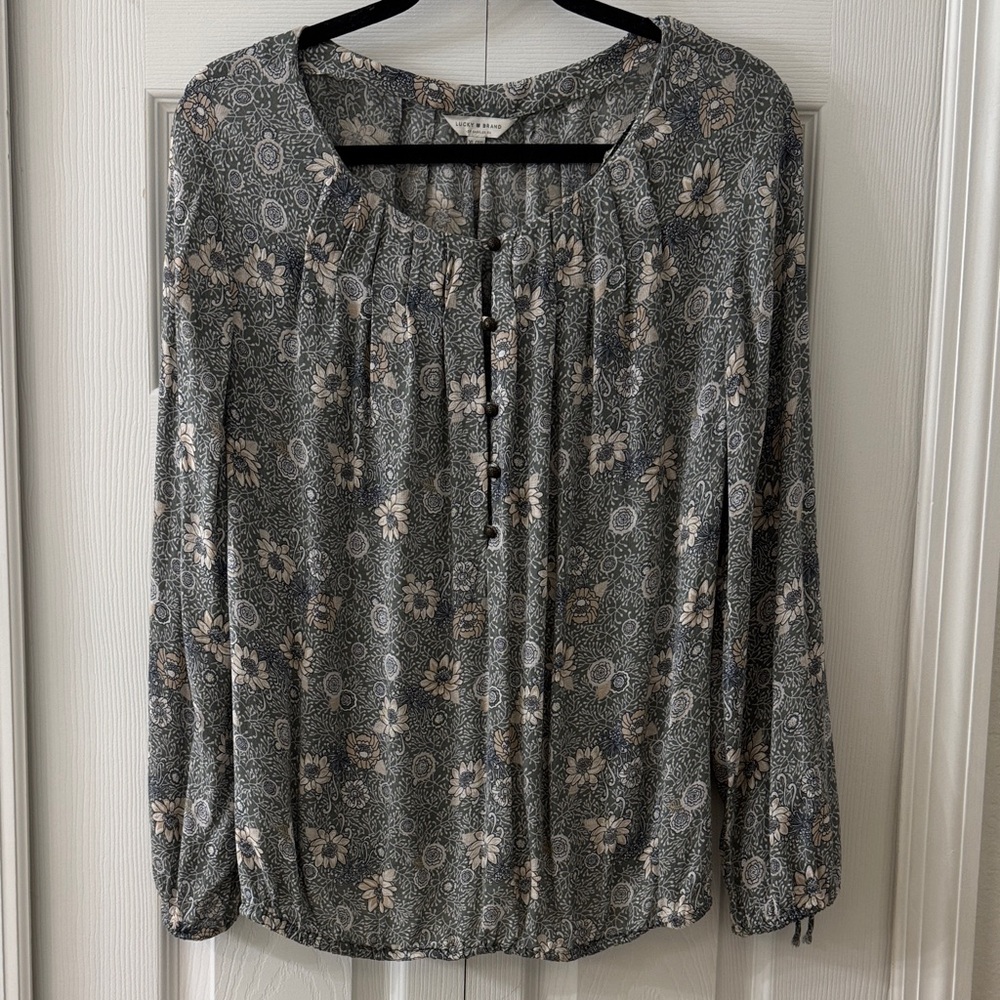 Lucky Brand Gray Floral Blouse